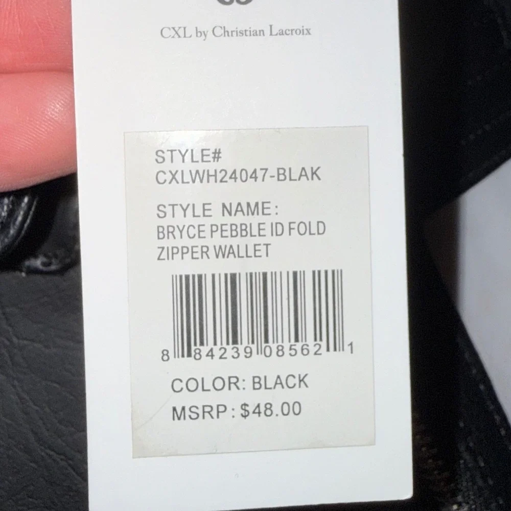 CXL Christian Lacroix Bryce Black Pebble ID Fold Zipper Wallet Set NWT